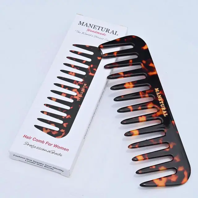 Alt view image 3 of 5 - S1 Elegant Wide-Tooth Comb Lightweight, Travel-Friendly, and Stylish Design for Tangle-Free Hair (Tortoise)