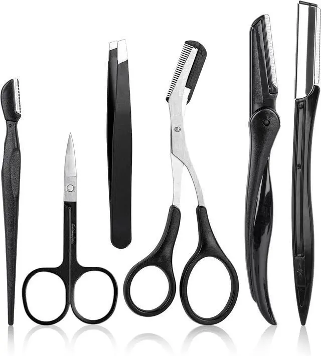 Main image of NAZQAT Eyebrow Grooming Kit for Women & Men for Eyebrow Trimming, Shaping, and Exfoliating - Includes Eyebrow Tweezers, Eyebrow Razor Tools, Eyebrow Scissors (Pack of 6)