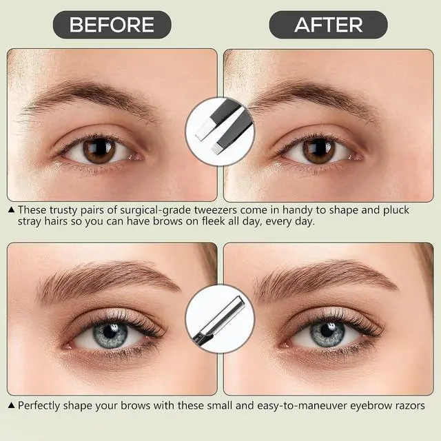Alt view image 4 of 7 - NAZQAT Eyebrow Grooming Kit for Women & Men for Eyebrow Trimming, Shaping, and Exfoliating - Includes Eyebrow Tweezers, Eyebrow Razor Tools, Eyebrow Scissors (Pack of 6)
