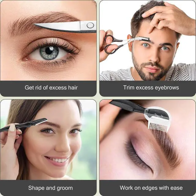 Alt view image 5 of 7 - NAZQAT Eyebrow Grooming Kit for Women & Men for Eyebrow Trimming, Shaping, and Exfoliating - Includes Eyebrow Tweezers, Eyebrow Razor Tools, Eyebrow Scissors (Pack of 6)