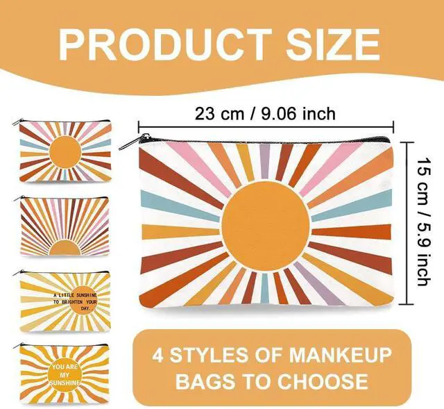 Alt view image 2 of 7 - 4Pcs Sunshine Canvas Makeup Bags Cosmetic Pouches for Women