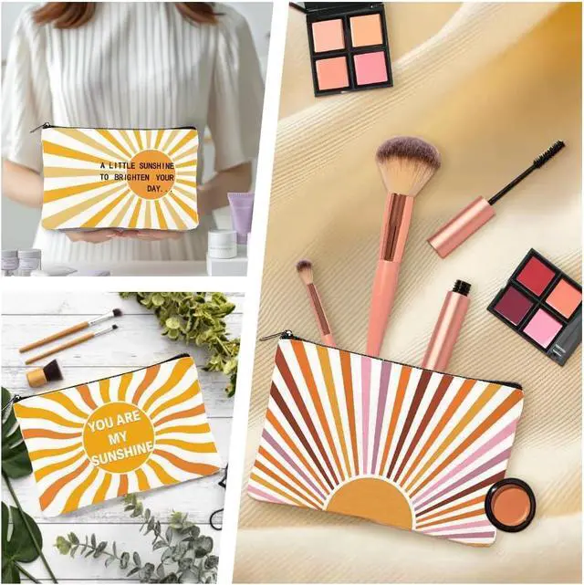 Alt view image 4 of 7 - 4Pcs Sunshine Canvas Makeup Bags Cosmetic Pouches for Women