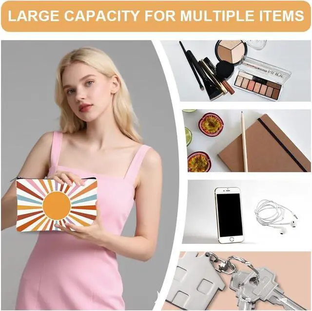 Alt view image 5 of 7 - 4Pcs Sunshine Canvas Makeup Bags Cosmetic Pouches for Women