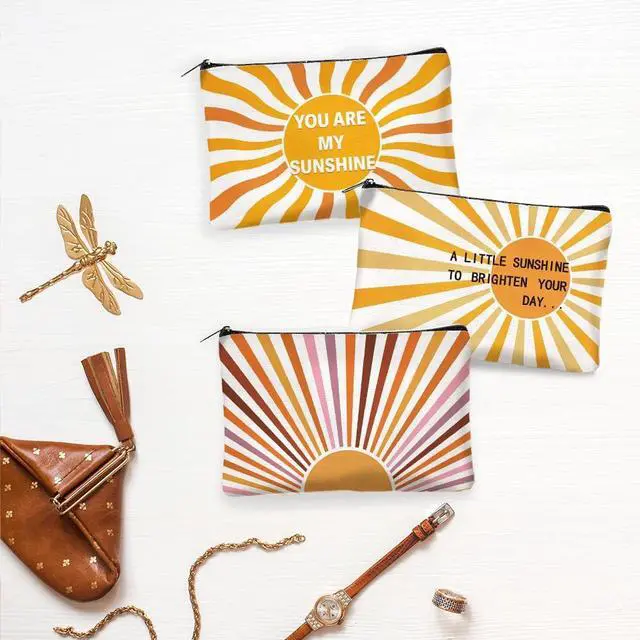 Alt view image 6 of 7 - 4Pcs Sunshine Canvas Makeup Bags Cosmetic Pouches for Women