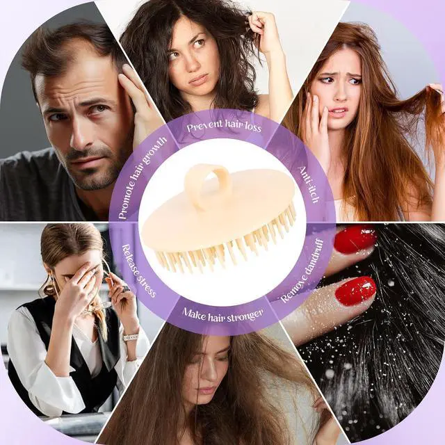Alt view image 4 of 6 - 4PCS Hair Scalp Scrubber Massager Brush Head Exfoliator Shower Shampoo Comb