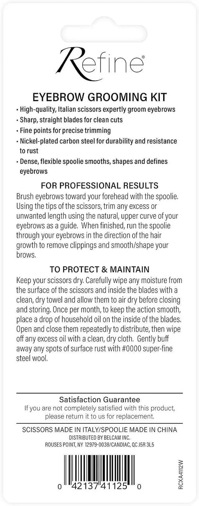 Alt view image 3 of 7 - Italy Eyebrow Scissors with Wooden Handle Spoolie Grooming Kit