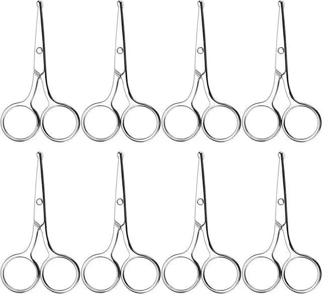 Main image of 8 Pack Small Round Tip Scissors - Professional Grooming for Hair, Eyebrows, Nose Hair & Mustache