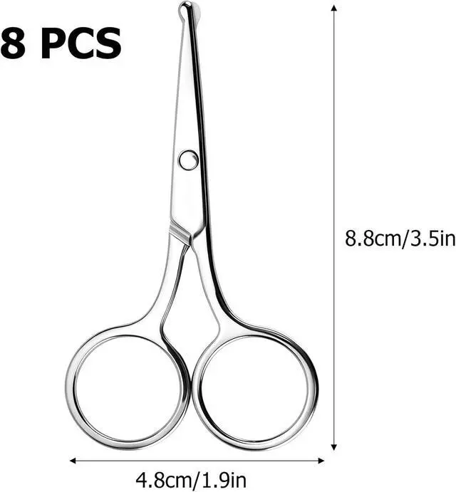 Alt view image 2 of 7 - 8 Pack Small Round Tip Scissors - Professional Grooming for Hair, Eyebrows, Nose Hair & Mustache