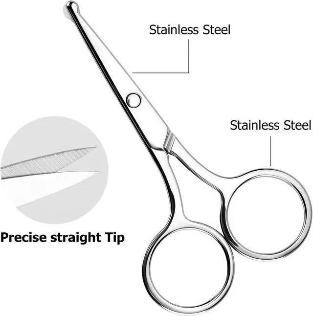 Alt view image 3 of 7 - 8 Pack Small Round Tip Scissors - Professional Grooming for Hair, Eyebrows, Nose Hair & Mustache