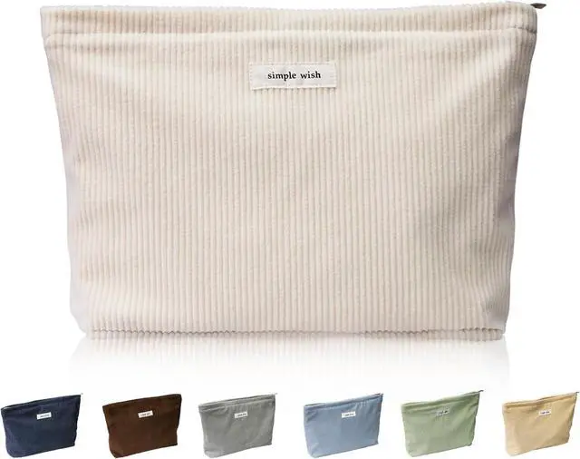 Main image of Wudygirl Makeup Bag for Women Travel Cosmetic Bag 10.5"x7.5" Beige