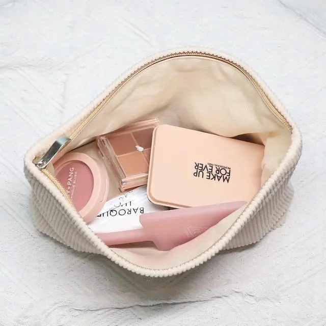 Alt view image 4 of 7 - Wudygirl Makeup Bag for Women Travel Cosmetic Bag 10.5"x7.5" Beige