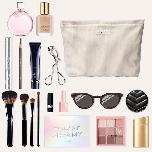 Alt view image 6 of 7 - Wudygirl Makeup Bag for Women Travel Cosmetic Bag 10.5"x7.5" Beige