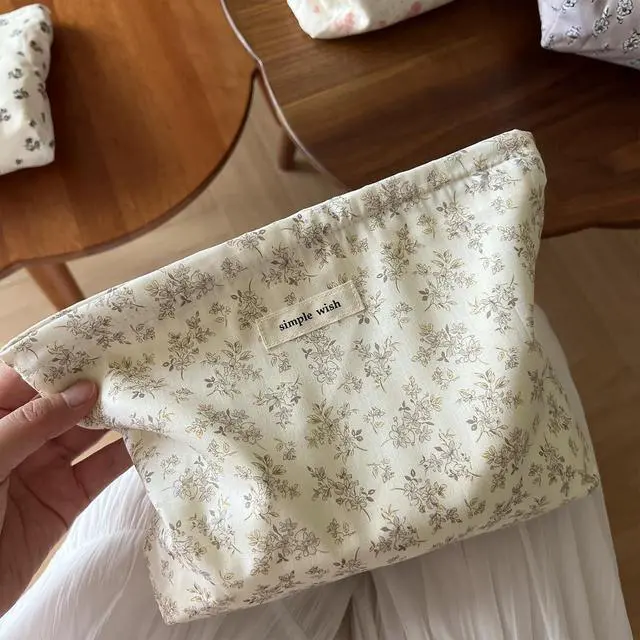 Alt view image 6 of 7 - Wudygirl Makeup Bag for Women Travel Cosmetic Bag 10.5"x7.5" Khaki Floral