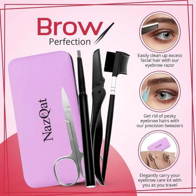 Alt view image 4 of 7 - Exquisite 8-in-1 Eyebrow Kit for Women & Men Luxury Eyebrow Grooming Kit with 4 Precision Tweezers For Eyebrows, Eyebrow Razor, Eyebrow Scissors, Eyebrow Brush/Comb & Pencil with Padded Case