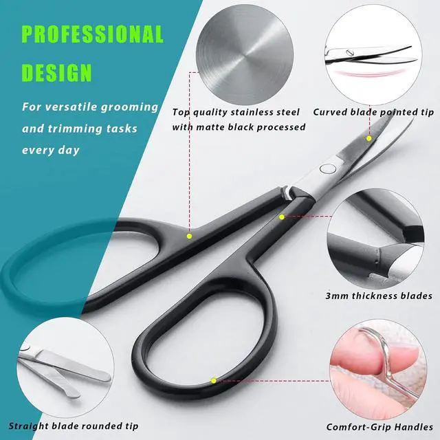 Alt view image 3 of 7 - LePinko Facial Hair Small Grooming Scissors For Men Women,2PCS Cover,Black