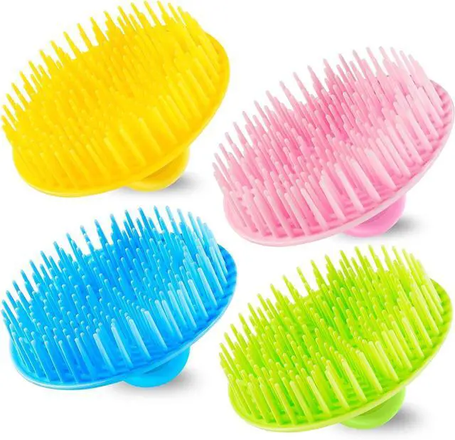 Main image of 4PCS Hair Scalp Scrubber Massager Brush Head Exfoliator Shower Shampoo Comb