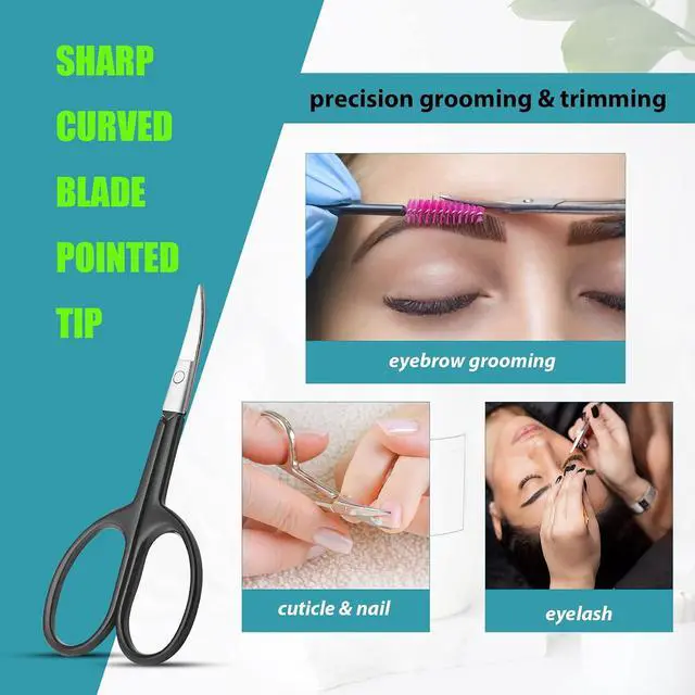 Alt view image 7 of 7 - LePinko Facial Hair Small Grooming Scissors For Men Women,2PCS Cover,Black