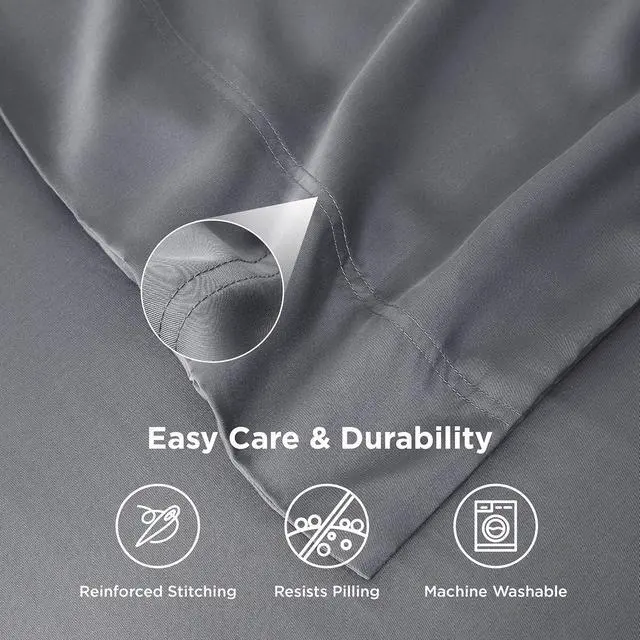 Alt view image 5 of 7 - Pillow Cases Queen, Cooling Pillow Cases, Rayon Derived from Bamboo Dark Grey Pillowcases Queen Size Set of 2, PureWoven & Soft Bedding Pillow Cover with Envelope Closure,Gifts, 20x30 Inches