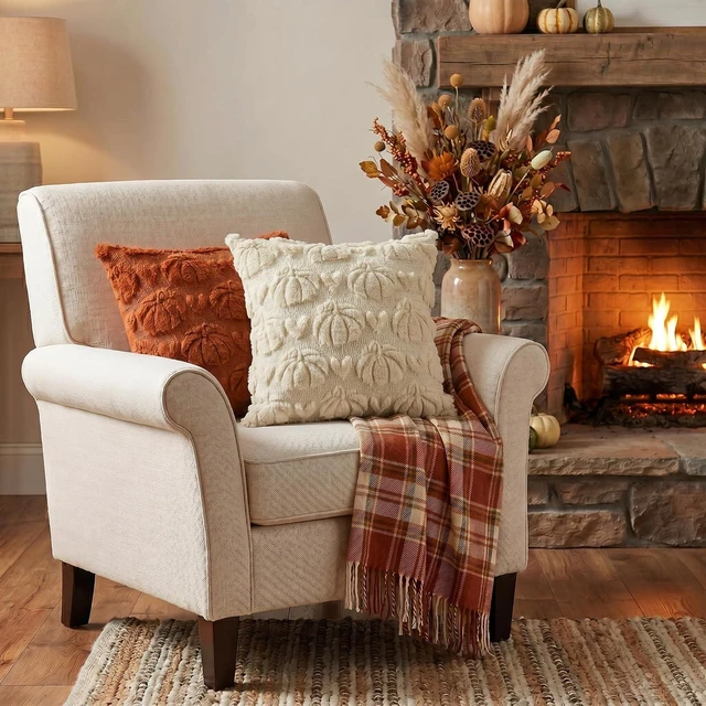 Alt view image 4 of 7 - Caramel Beige Pumpkin Fall Throw Pillow Covers 18x18 Inch