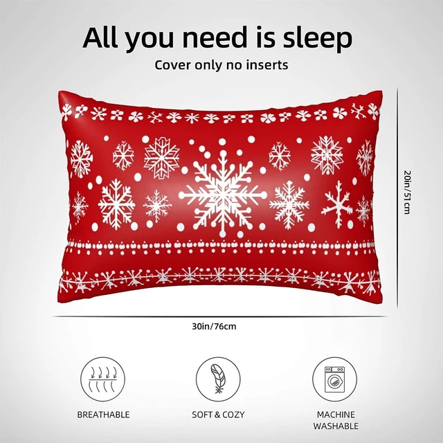 Alt view image 2 of 7 - Satin Pillowcase with Zipper Queen Size Pillow Cover 20"x30" Winter Snowflake Silk Pillow Case for Hair and Skin Cooling Pillowcase