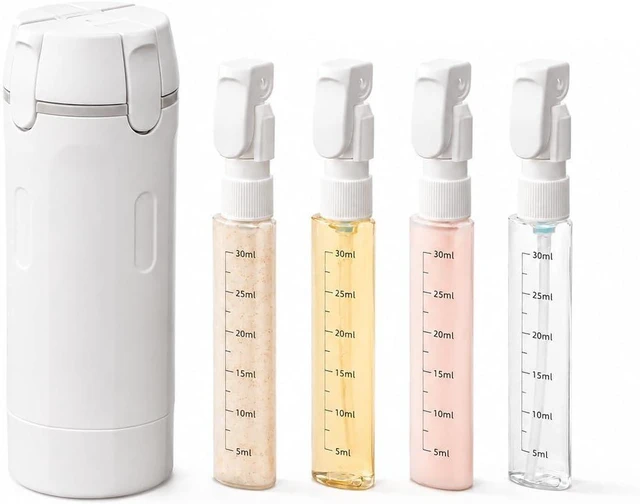 Main image of 4 in 1 Travel Dispenser Bottle, Leak Proof Refillable Travel Toiletry Containers, Travel Bottles Set Meets TSA 3-1-1 Requirements for about 3 Days Business Trip (Per Person), 4 x 30ml, White