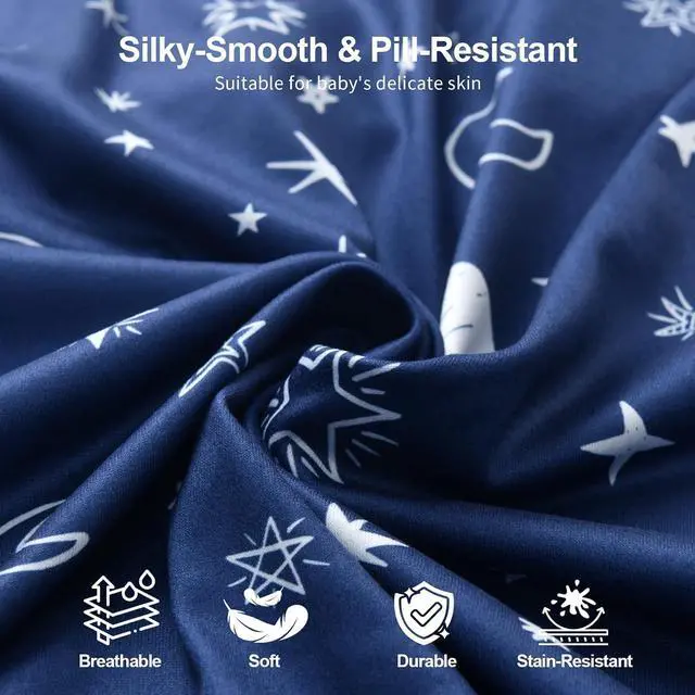 Alt view image 4 of 7 - Pack N Play Sheets Fitted, 2-Pack Fit for Standard Pack N Play Mattress, Mini Crib Sheets,Breathable Soft Unisex Playard Sheets