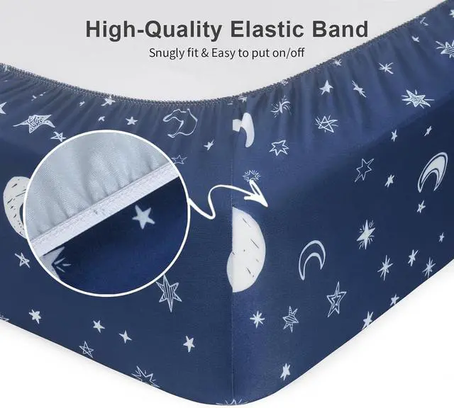 Alt view image 5 of 7 - Pack N Play Sheets Fitted, 2-Pack Fit for Standard Pack N Play Mattress, Mini Crib Sheets,Breathable Soft Unisex Playard Sheets