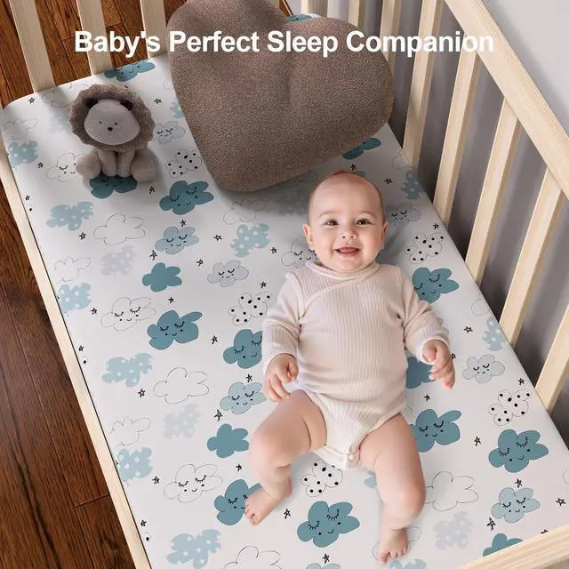 Alt view image 7 of 7 - Pack N Play Sheets Fitted, 2-Pack Fit for Standard Pack N Play Mattress, Mini Crib Sheets,Breathable Soft Unisex Playard Sheets