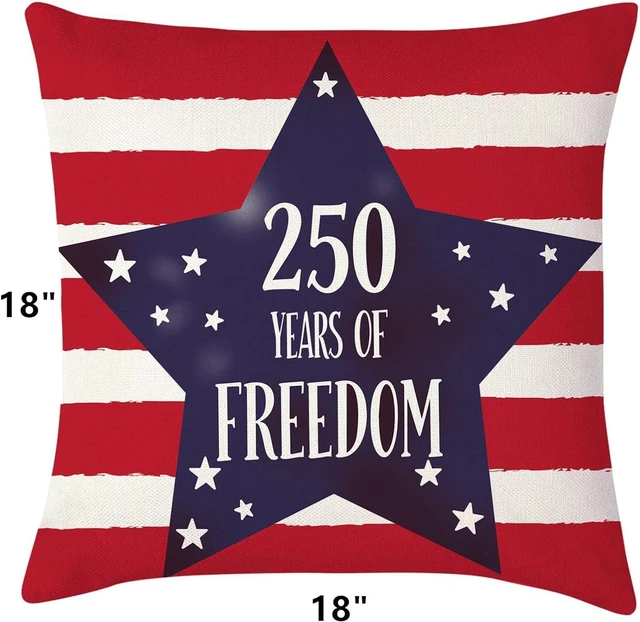 Alt view image 6 of 7 - 250 Years America Anniversary Pillow Covers Decoration Set of 4 America Flag Stars and Stripes Cushion Case 4th of July Throw Pillow Case for Sofa Couch Bed Home Outdoor (250 Years of Freedom)