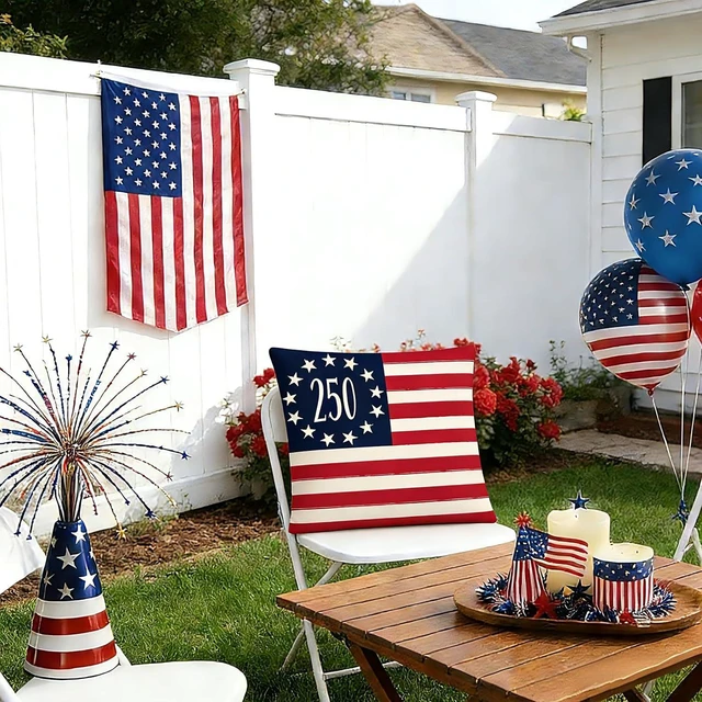 Alt view image 5 of 7 - 250 Years America Anniversary Pillow Covers Decoration Set of 4 America Flag Stars and Stripes Cushion Case 4th of July Throw Pillow Case for Sofa Couch Bed Home Outdoor (250 Years of Freedom)