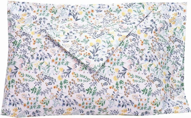 Alt view image 6 of 7 - White Botanical Cotton Pillowcase Set of 2, Soft Queen Size Pillow Cover with Envelop Closure, 20 x 30 inches