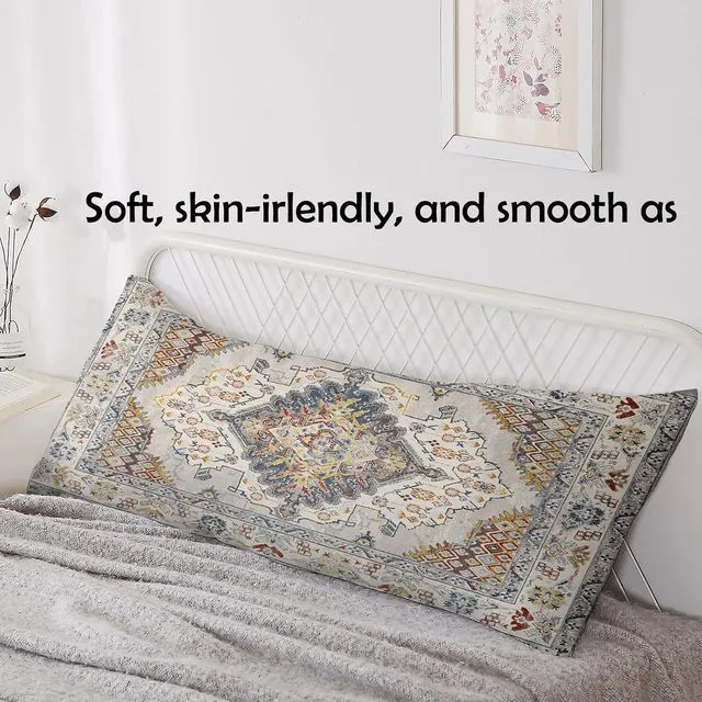 Alt view image 3 of 7 - Body Pillow Cover - Super Soft Microfiber Body Pillow Case,Hidden Zipper,Print Pattern,Comfortable Fabric,Lightweight and Breathable,The Size is 20 "X 54(01-Brown Bohemian)