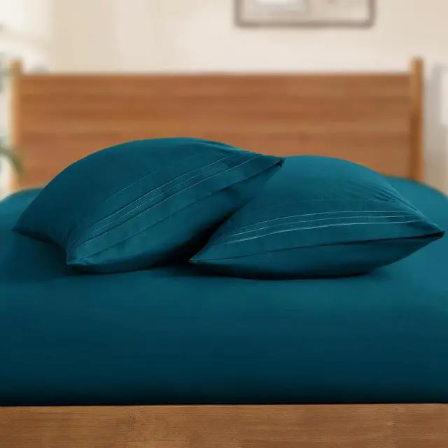 Alt view image 4 of 7 - 2 Pack Microfiber Pillowcases Standard Size Teal Bed Pillow Cases with Envelope Closure, 1800 Thread Count Soft & Shrinkage Resistant Pillow Covers, 20 x 26 Inches
