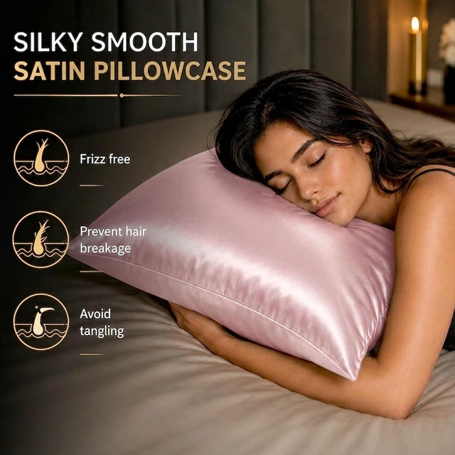 Alt view image 3 of 7 - Silky Satin Pillowcases Queen 2 Pack Hair Care Pink 20 x 30