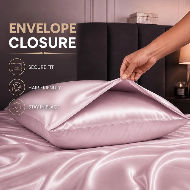 Alt view image 5 of 7 - Silky Satin Pillowcases Queen 2 Pack Hair Care Pink 20 x 30