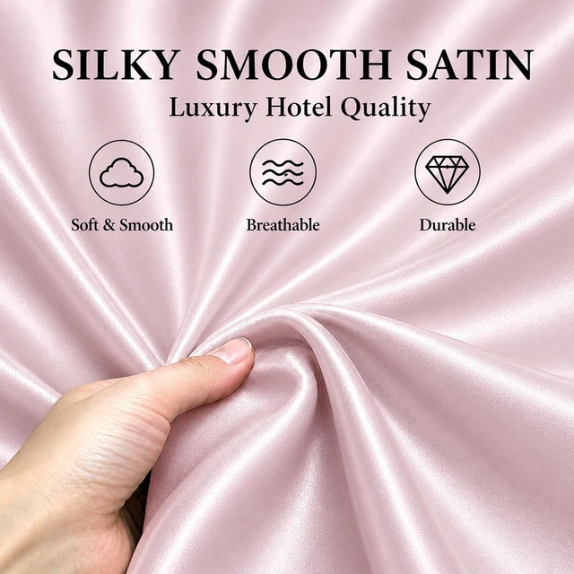 Alt view image 6 of 7 - Silky Satin Pillowcases Queen 2 Pack Hair Care Pink 20 x 30
