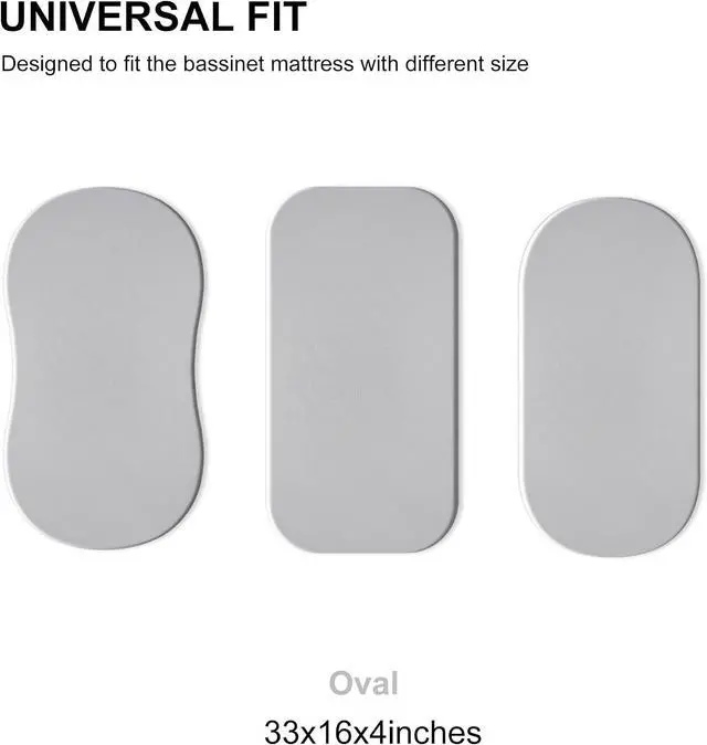 Alt view image 5 of 6 - Baby Bassinet Sheets for Girls Boys 2 Pack Baby Sheets for Square Rectangle Oval Bassinet Mattress 33X16 Inch, Rainforest Elephant & Grey