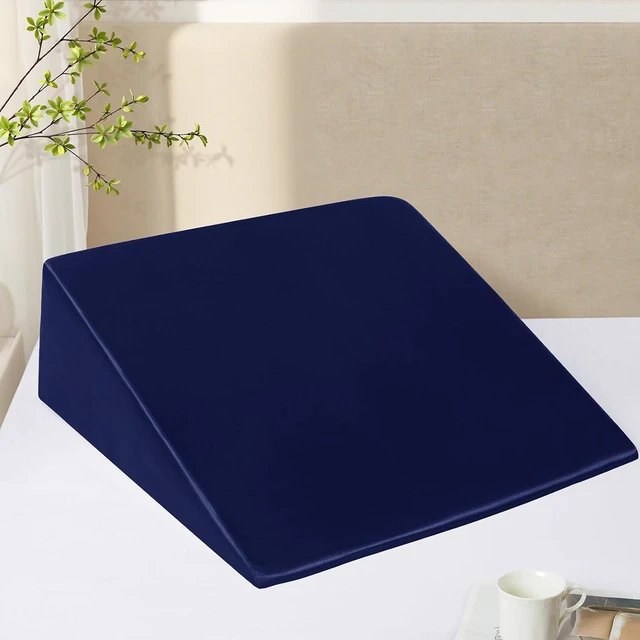 Main image of Satin Wedge Pillow Cover, Wedge Pillowcase, Navy Blue, 25"x25"x8"