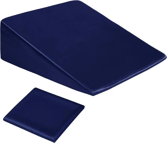 Alt view image 5 of 7 - Satin Wedge Pillow Cover, Wedge Pillowcase, Navy Blue, 25"x25"x8"