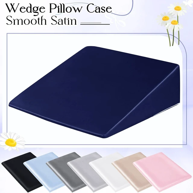 Alt view image 6 of 7 - Satin Wedge Pillow Cover, Wedge Pillowcase, Navy Blue, 25"x25"x8"