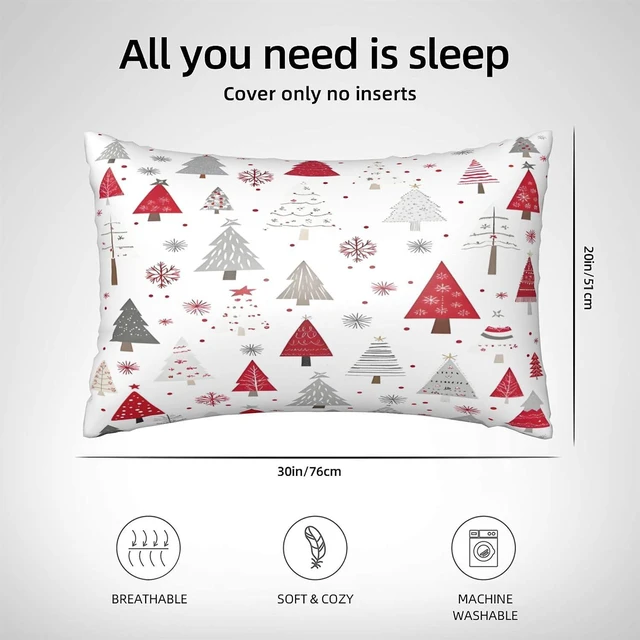 Alt view image 2 of 7 - Satin Pillowcase with Zipper Queen Size Winter Tree Pillow Cover 20"x30" White Tree Silk Pillow Case for Hair and Skin Cooling Pillowcase