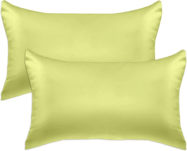 Main image of 2-Pack Cooling Viscose Satin Pillowcase Set with Hidden Zipper Closure, Silky Smooth for Best Hair and Skin Care-Beautiful Gift Box-2-Piece Satin Pillowcase Set, King, Pistachio Green