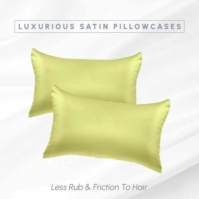 Alt view image 3 of 7 - 2-Pack Cooling Viscose Satin Pillowcase Set with Hidden Zipper Closure, Silky Smooth for Best Hair and Skin Care-Beautiful Gift Box-2-Piece Satin Pillowcase Set, King, Pistachio Green
