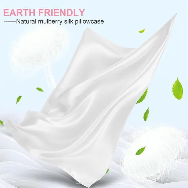 Alt view image 2 of 7 - Silk Pillow Cases Standard Size with Hidden Zipper, Mulberry Silk Pillowcase for Hair and Skin, Smooth and Soft Breathable Cooling Silk Satin Pillow Covers for Sleeping, Gifts for Women, Pure White
