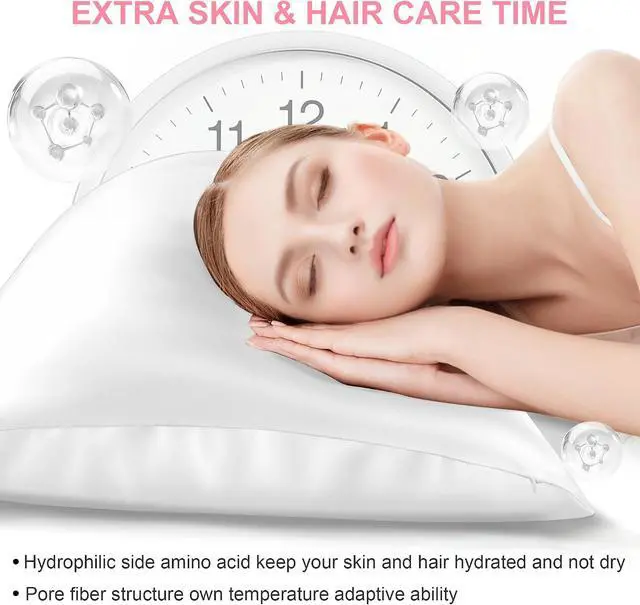 Alt view image 3 of 7 - Silk Pillow Cases Standard Size with Hidden Zipper, Mulberry Silk Pillowcase for Hair and Skin, Smooth and Soft Breathable Cooling Silk Satin Pillow Covers for Sleeping, Gifts for Women, Pure White