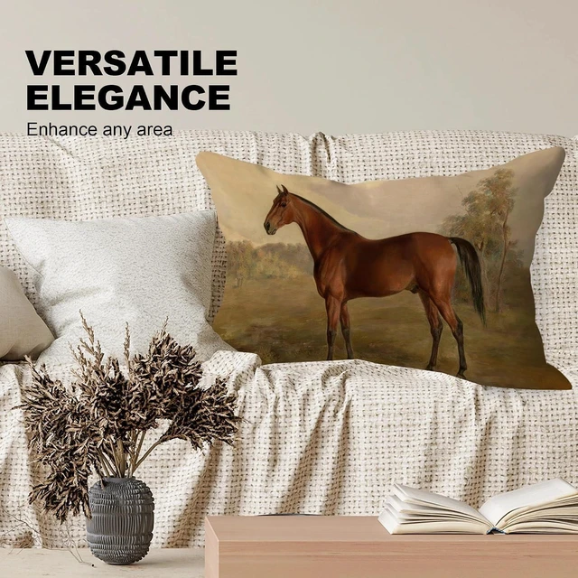 Alt view image 2 of 7 - Vintage Horse Pillow Covers 12x20, Gifts for Horse Lovers, Equestrian Gifts, Farmhouse Rustic Country Farm Animal Decorative Throw Pillow Covers for Home Living Room Bedroom