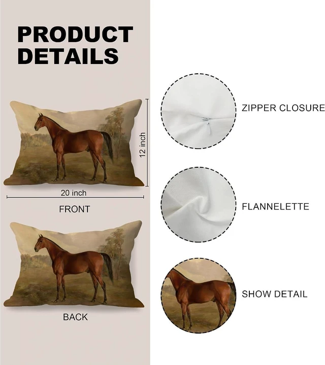 Alt view image 7 of 7 - Vintage Horse Pillow Covers 12x20, Gifts for Horse Lovers, Equestrian Gifts, Farmhouse Rustic Country Farm Animal Decorative Throw Pillow Covers for Home Living Room Bedroom