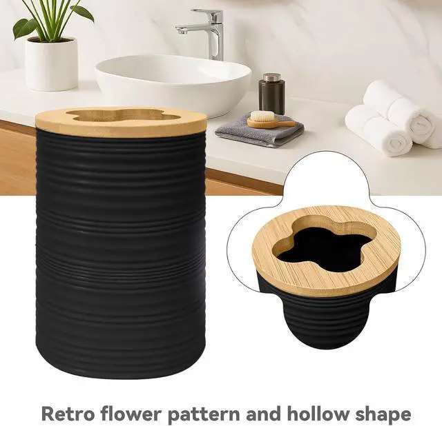 Alt view image 4 of 6 - 2 PCS Bathroom Accessories Set, Black Soap Dispenser and Toothbrush Holder