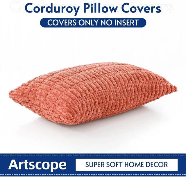 Alt view image 5 of 7 - Corduroy Decorative Throw Pillow Covers 12x20 Inch Super Soft Boho Striped Rectangle Pillow Covers Case Modern Cushion Covers for Sofa Couch Bedroom Car Decor Coral