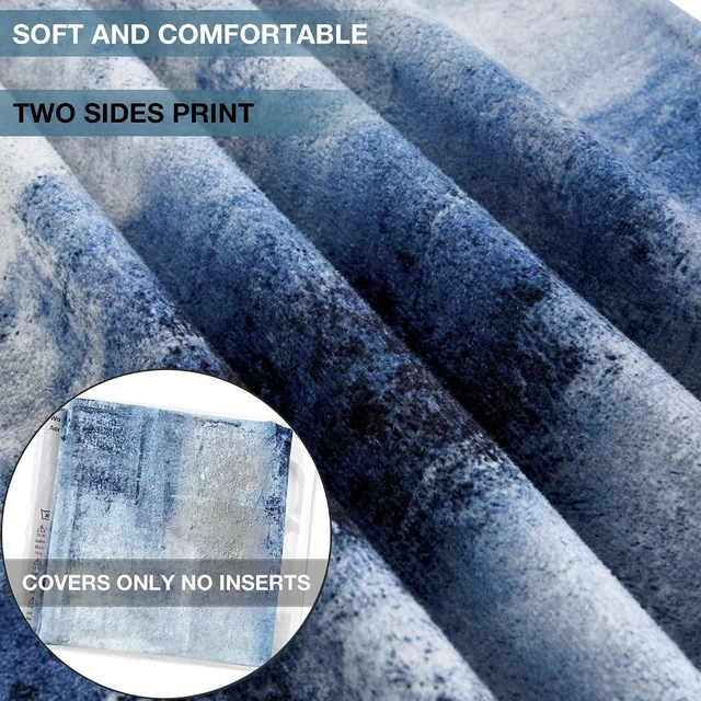 Alt view image 4 of 7 - Blue and Grey Abstract Art Artwork Pillow Cover, Gallery Modern Decorative Throw Pillows Cushion Cover for Bedroom Sofa Living Room 18 x 18 Inch Set of 2